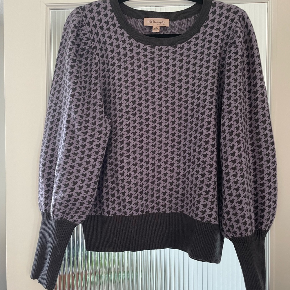 Philosophy Black and Purple Houndstooth Sweater